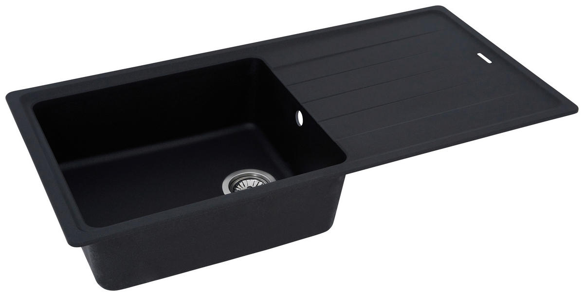 Respekta Einbauspüle Columbia 100 x 50 S schwarz Granitverbundmaterial B/H/T: ca. 100x18,5x50 cm Columbia 100 x 50 S - schwarz (100,00/18,50/50,00cm) - Respekta