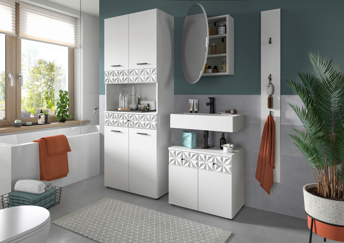 Badezimmer-Set Prisma weiß B/H/T: ca. 176x187x37 cm Prisma - weiß (176,00/187,00/37,00cm) - xonox.home