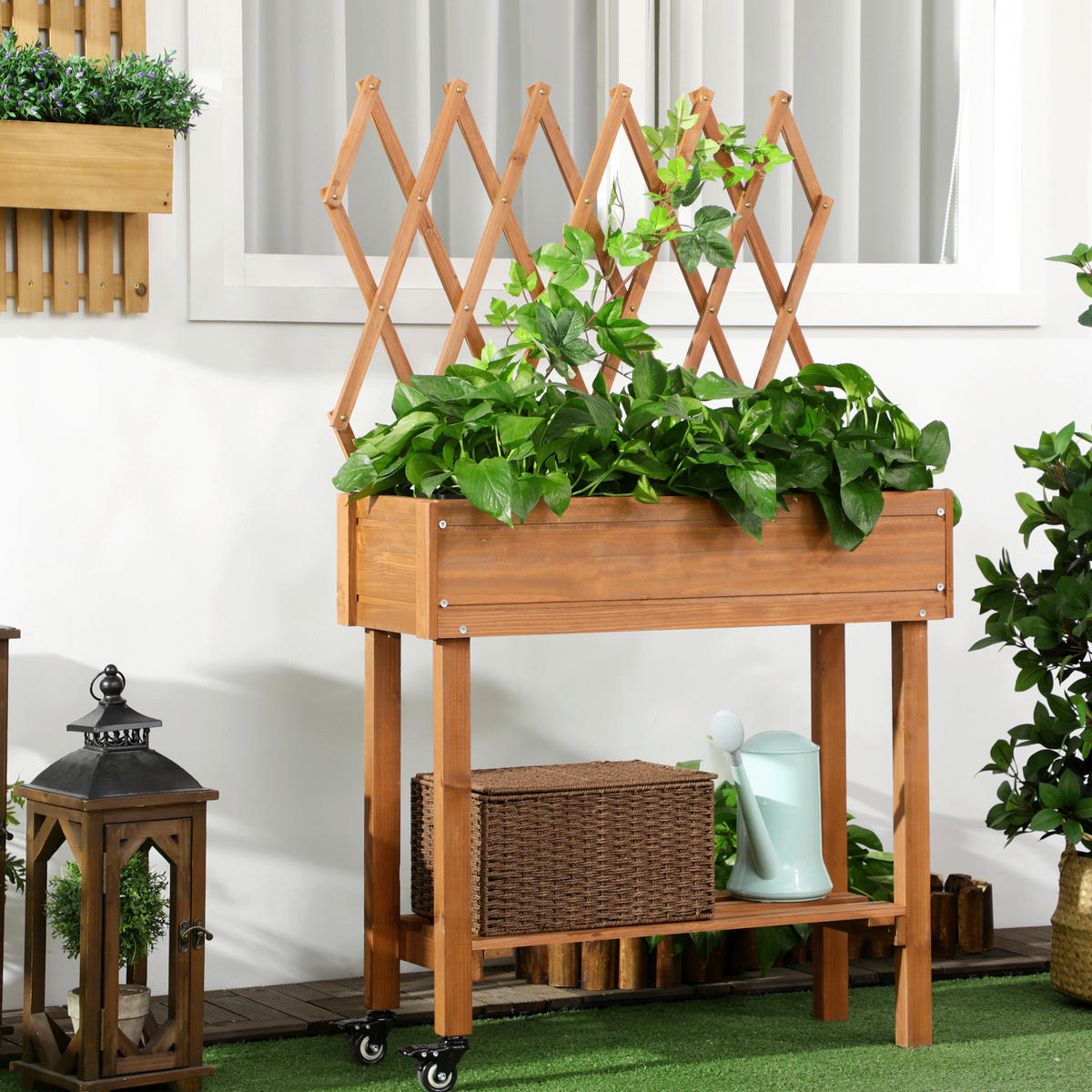 Outsunny Hochbeet braun B/H/L: ca. 29x130x79 cm Hochbeet - braun (79,00/29,00/130,00cm) - Outsunny