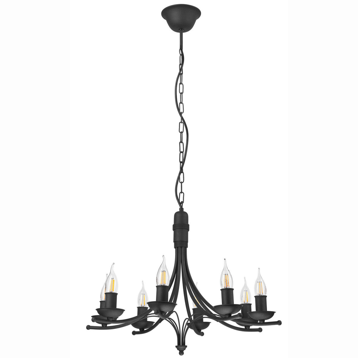 Lamkur Pendelleuchte LUCY 44125 schwarz Stahl H/L: ca. 100x58 cm E14 8 Brennstellen Lucy - schwarz (58,00cm) - Lamkur