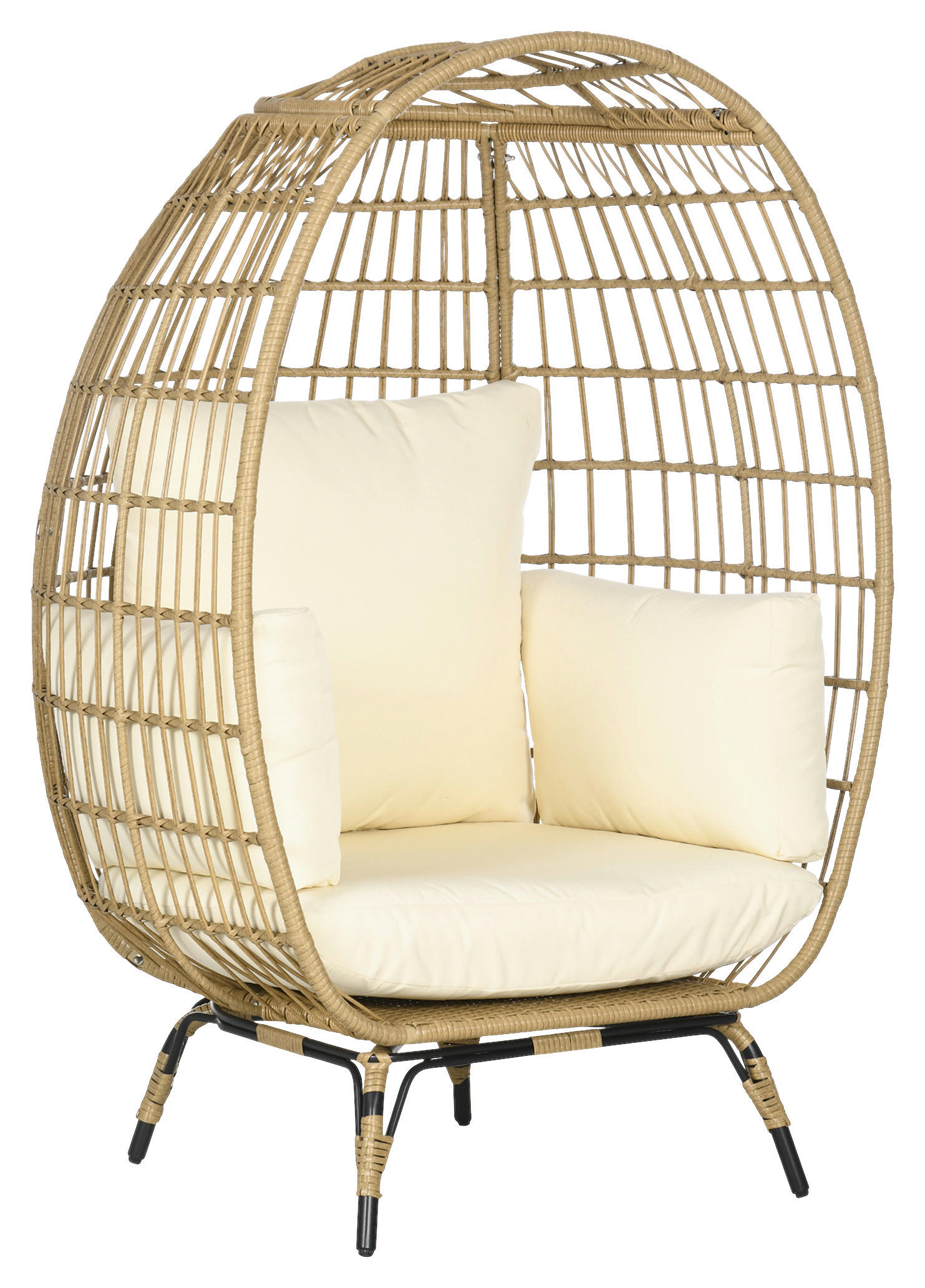 Outsunny Gartensessel khaki Polypropylen B/H/L: ca. 90x105x148 cm Rattansessel - beige/khaki (148,00/90,00/105,00cm) - Outsunny