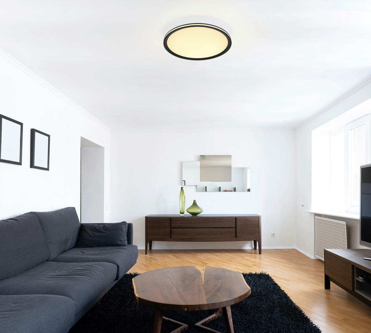 GLOBO LED-Deckenleuchte schwarz Opal Metall Aluminium Kunststoff H/D: ca. 5x40 cm BELISSA - schwarz/Opal (40,00/5,00cm) - GLOBO