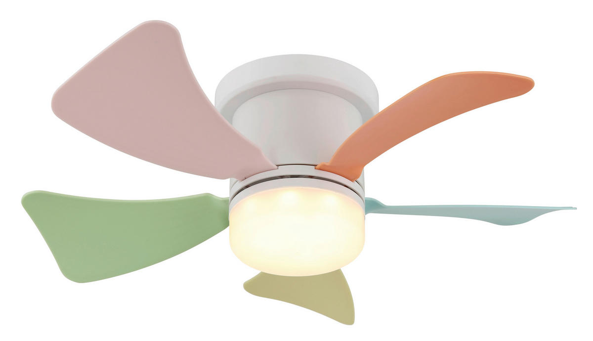 GLOBO Deckenventilator bunt weiß Opal H/D: ca. 13x40,6 cm max. 10 W Hines - weiß/bunt (40,60/13,00cm) - GLOBO