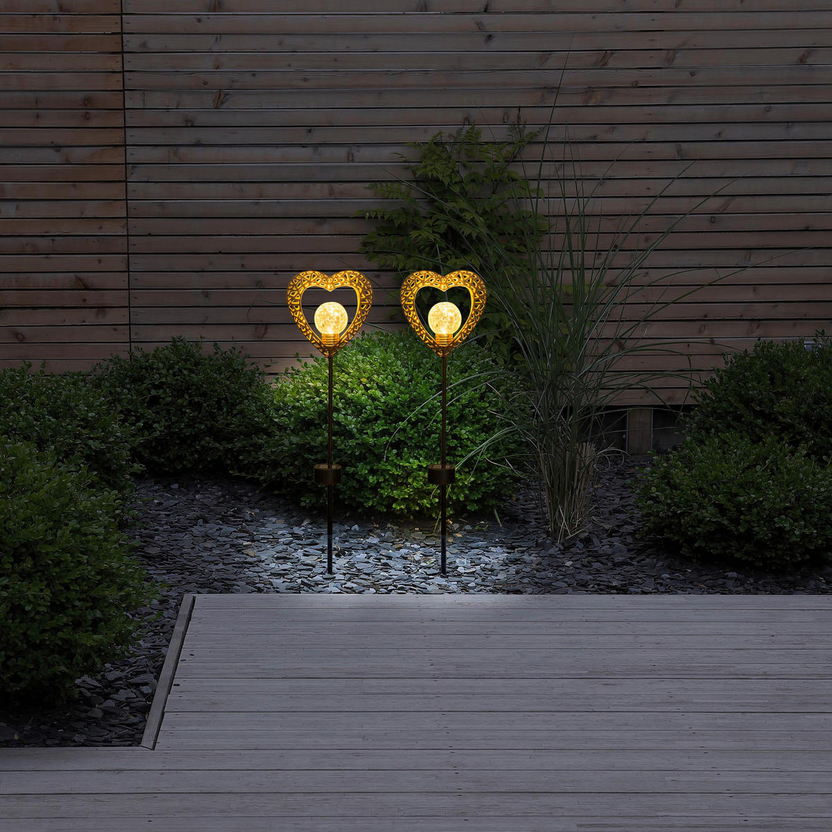 LED-Solarleuchte 5290702 schwarz Metall Glas B/H: ca. 12,5x59 cm LED Solarleuchte HERZ - schwarz (12,50/59,00cm) - Näve Leuchten
