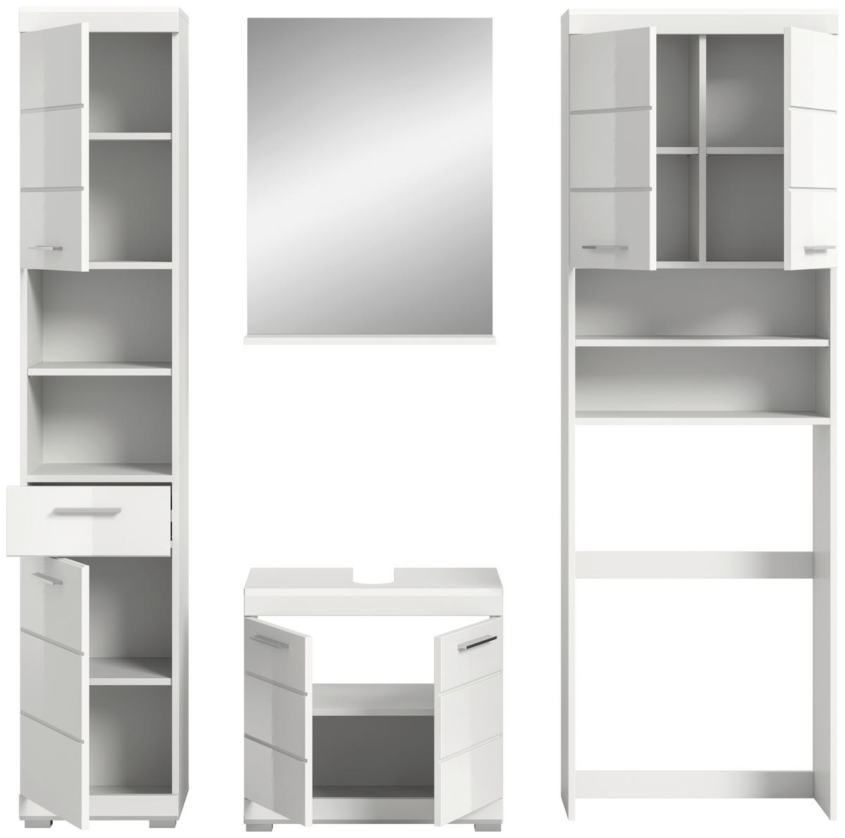 Badezimmer-Set Scout weiß weiß Hochglanz B/H/T: ca. 190x191x34 cm Scout - weiß (190,00/191,00/34,00cm) - xonox.home
