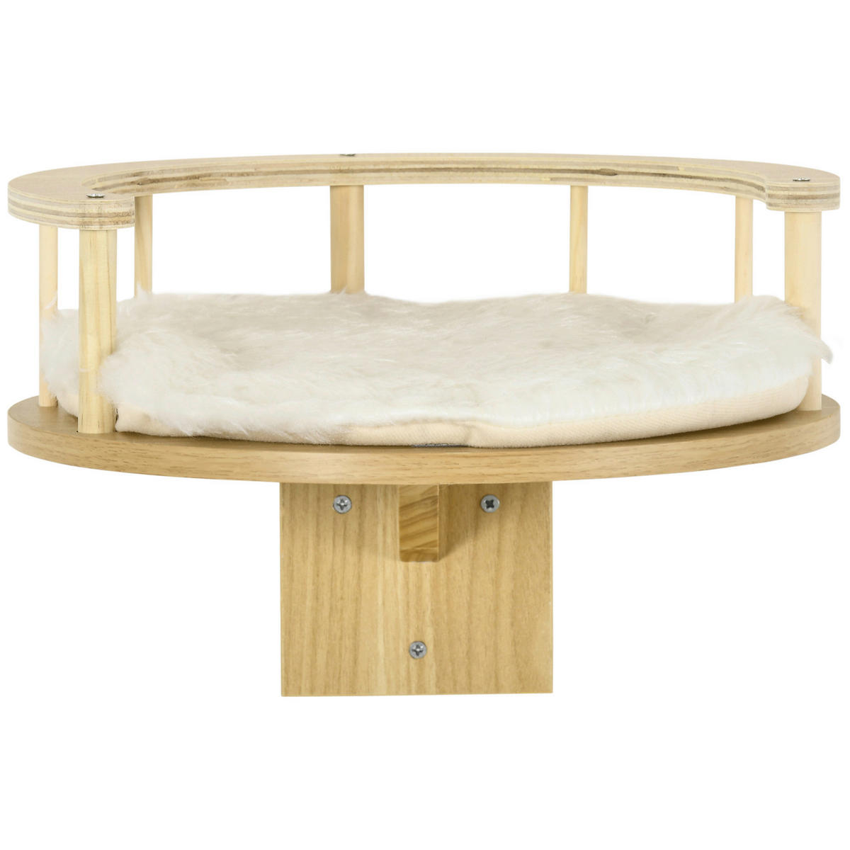 PawHut Katzen-Zubehör Eiche Edelstahl B/H/L: ca. 34x34x10,5 cm Katzen-Wandliege - Eiche/cremeweiß (10,50/34,00/34,00cm) - PawHut