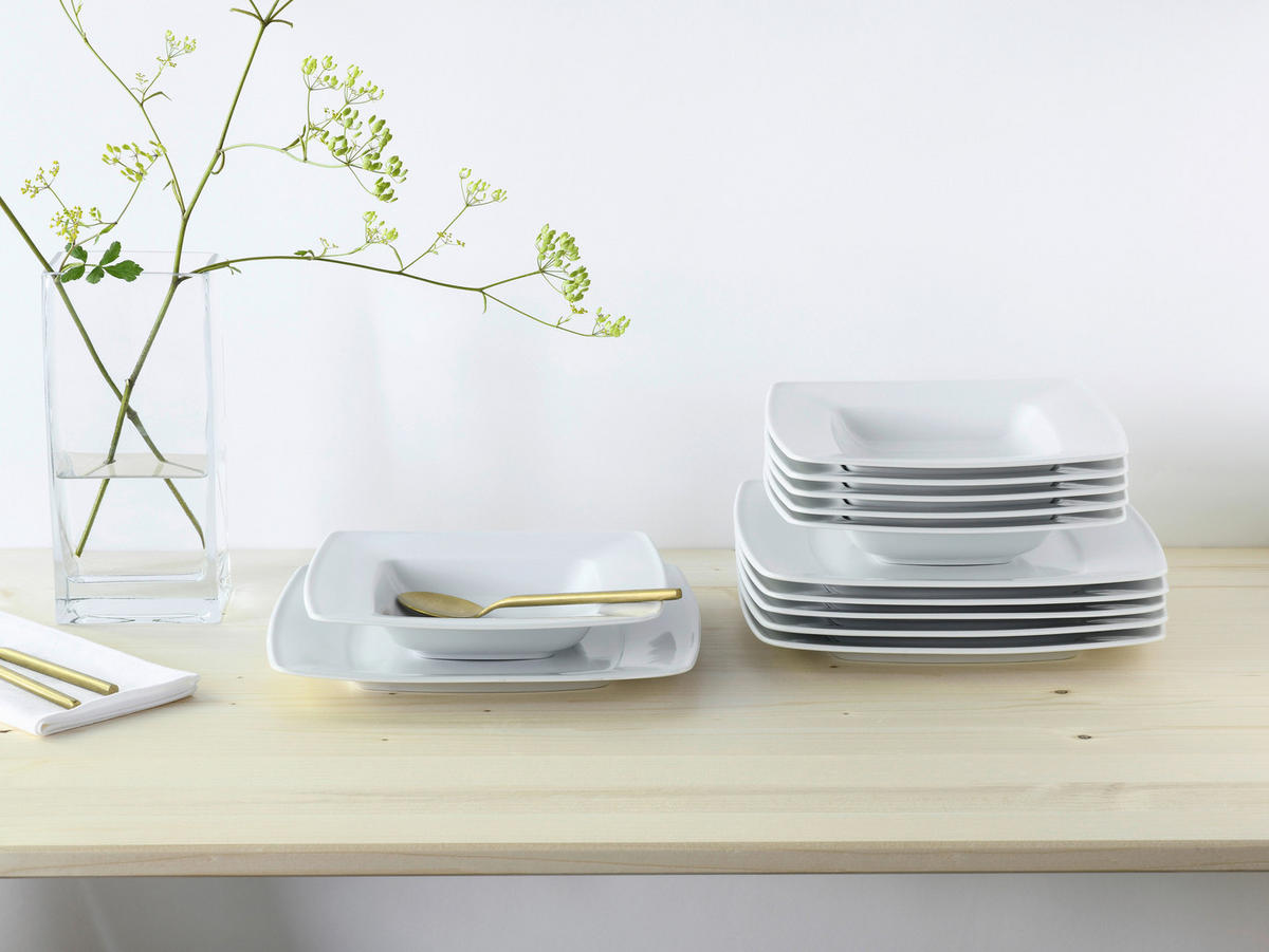 CreaTable Tafelservice Victoria weiß Porzellan 12 tlg. Victoria - weiß (0,00cm) - CreaTable