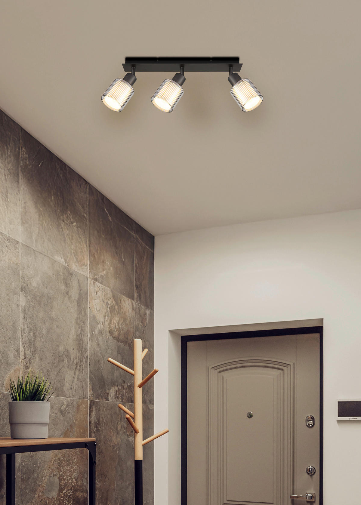 GLOBO Strahler schwarz Chrom Metall Glas B/H/L: ca. 11x41,5x17 cm E14 3 Brennstellen Strahler-Villegas - schwarz/Chrom (17,00/11,00/41,50cm) - GLOBO