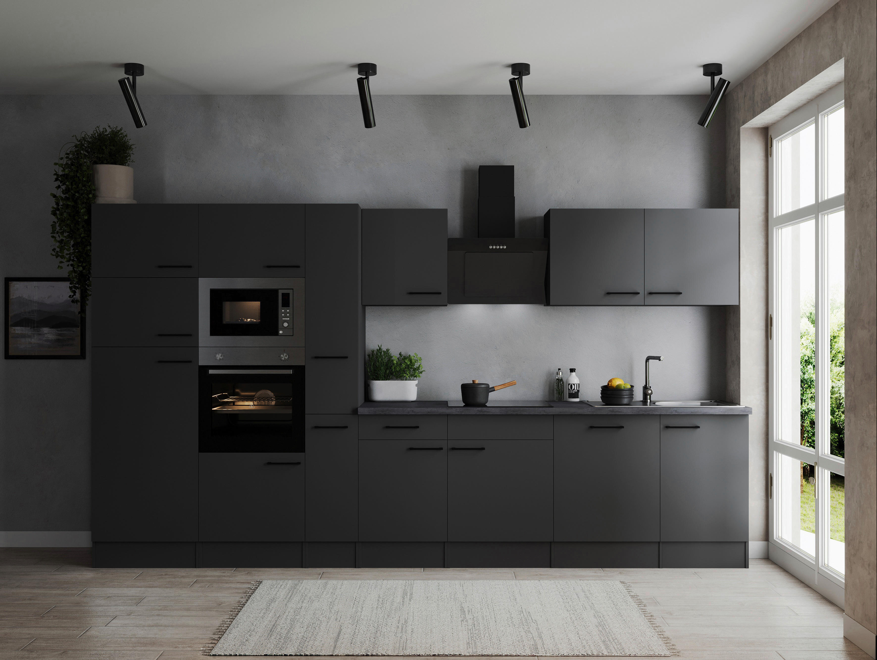 Küchenblock Oliver B/H/T: ca. 370x205x60 cm Oliver - granit/grau (370,00/205,00/60,00cm) - Respekta