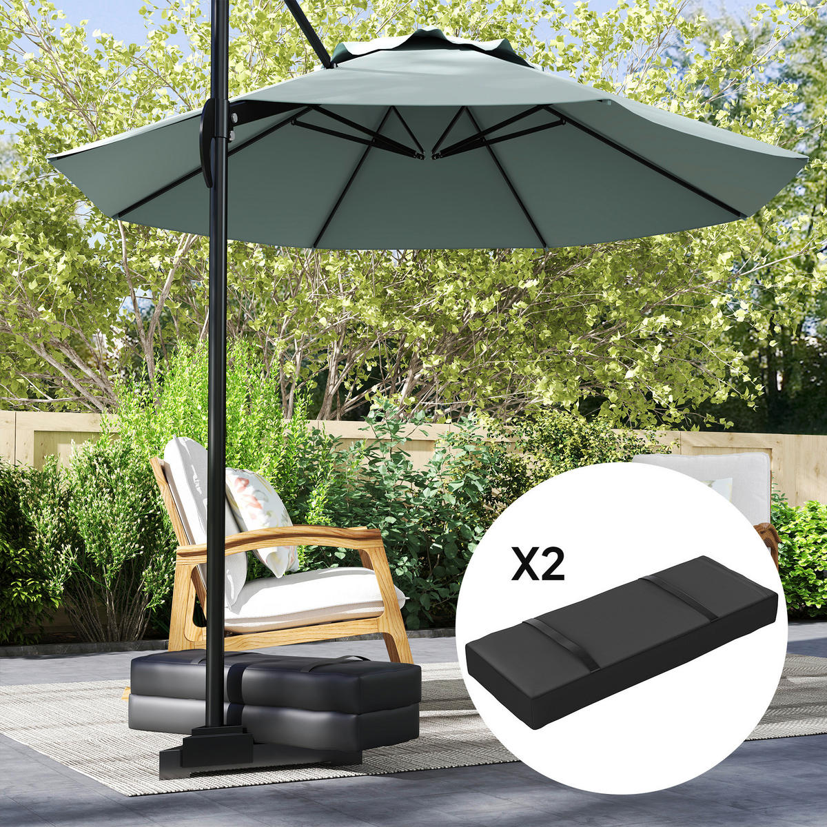 Outsunny Sandsack 2er Set schwarz Stoff B/H/L: ca. 30x11x76 cm Sandsack 2er Set - schwarz (76,00/30,00/11,00cm) - Outsunny