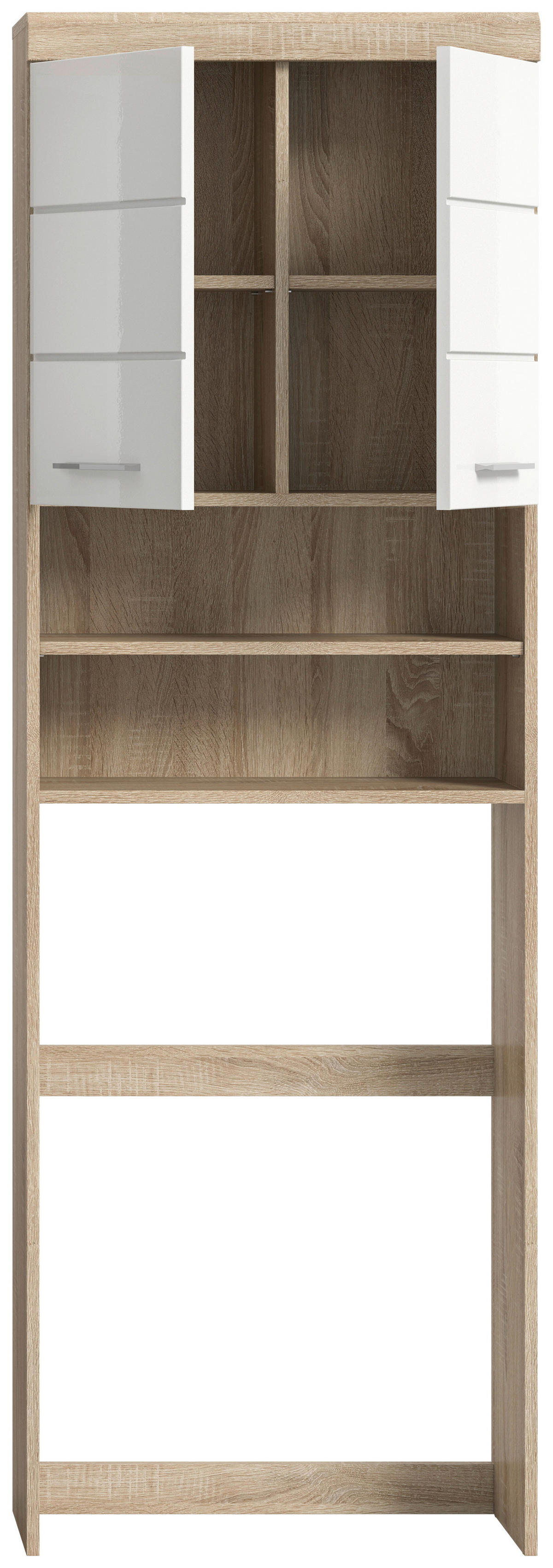 Waschmaschinenumbauschrank Lambada Eiche Sonoma Nachbildung weiß Hochglanz B/H/T: ca. 63x191x24 cm Lambada - Eiche/weiß (63,00/191,00/24,00cm) - xonox.home