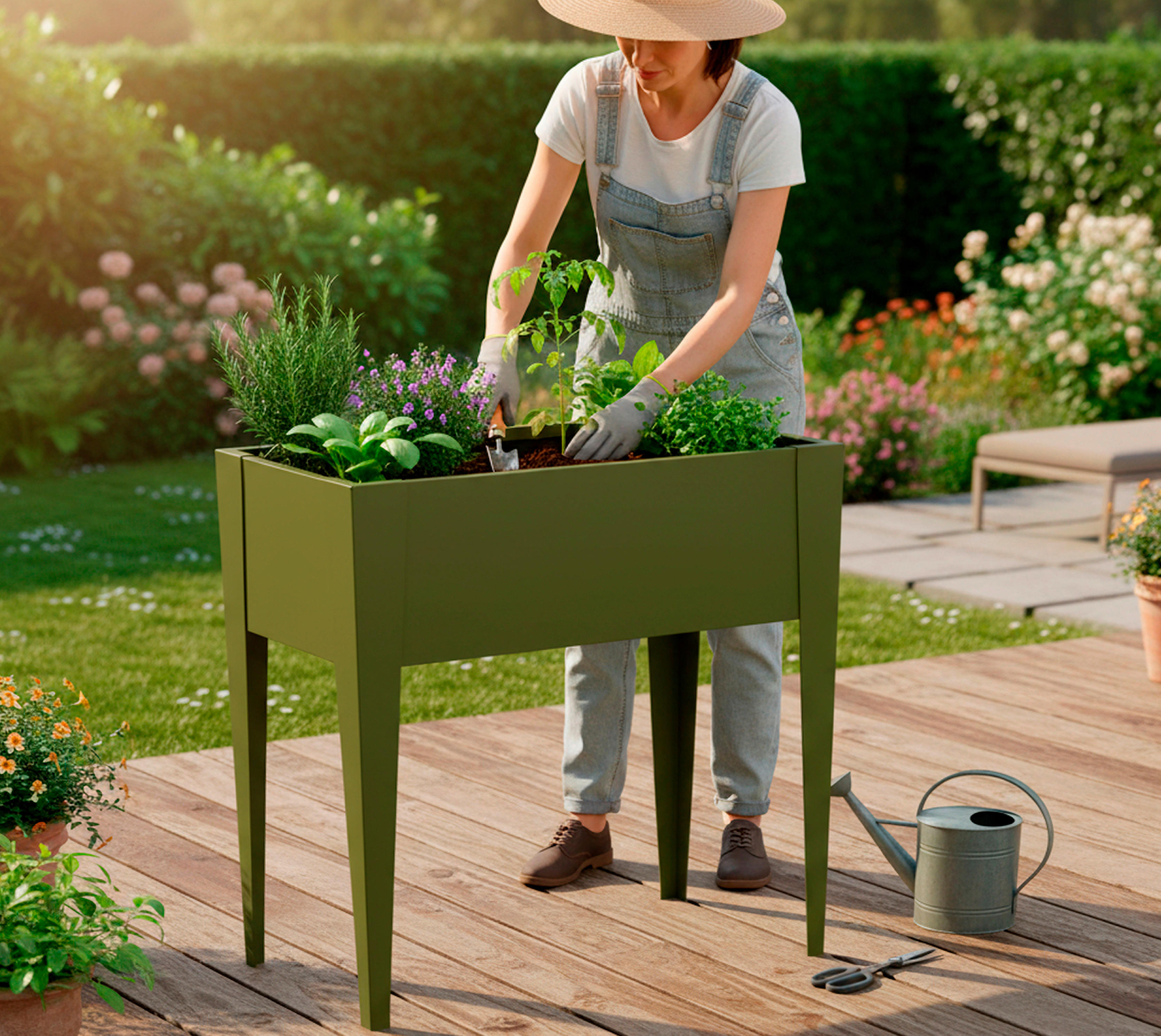 Thumbnail - Westmann Hochbeet Vedura olive Stahl B/H/L: ca. 74x80x40 cm