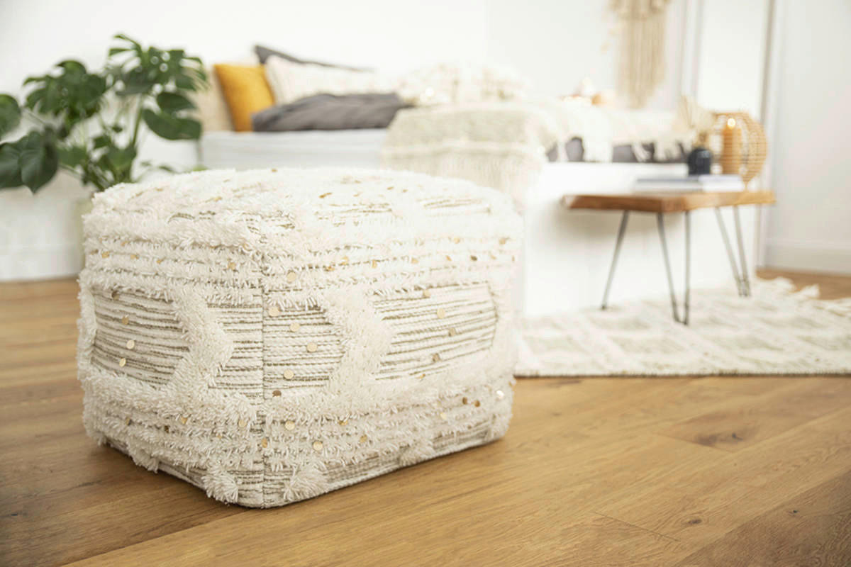 360 Living Hocker Bohist 400 creme khaki B/H/T: ca. 50x45x50 cm Bohist 400 - creme/khaki (50,00/45,00/50,00cm) - 360 Living
