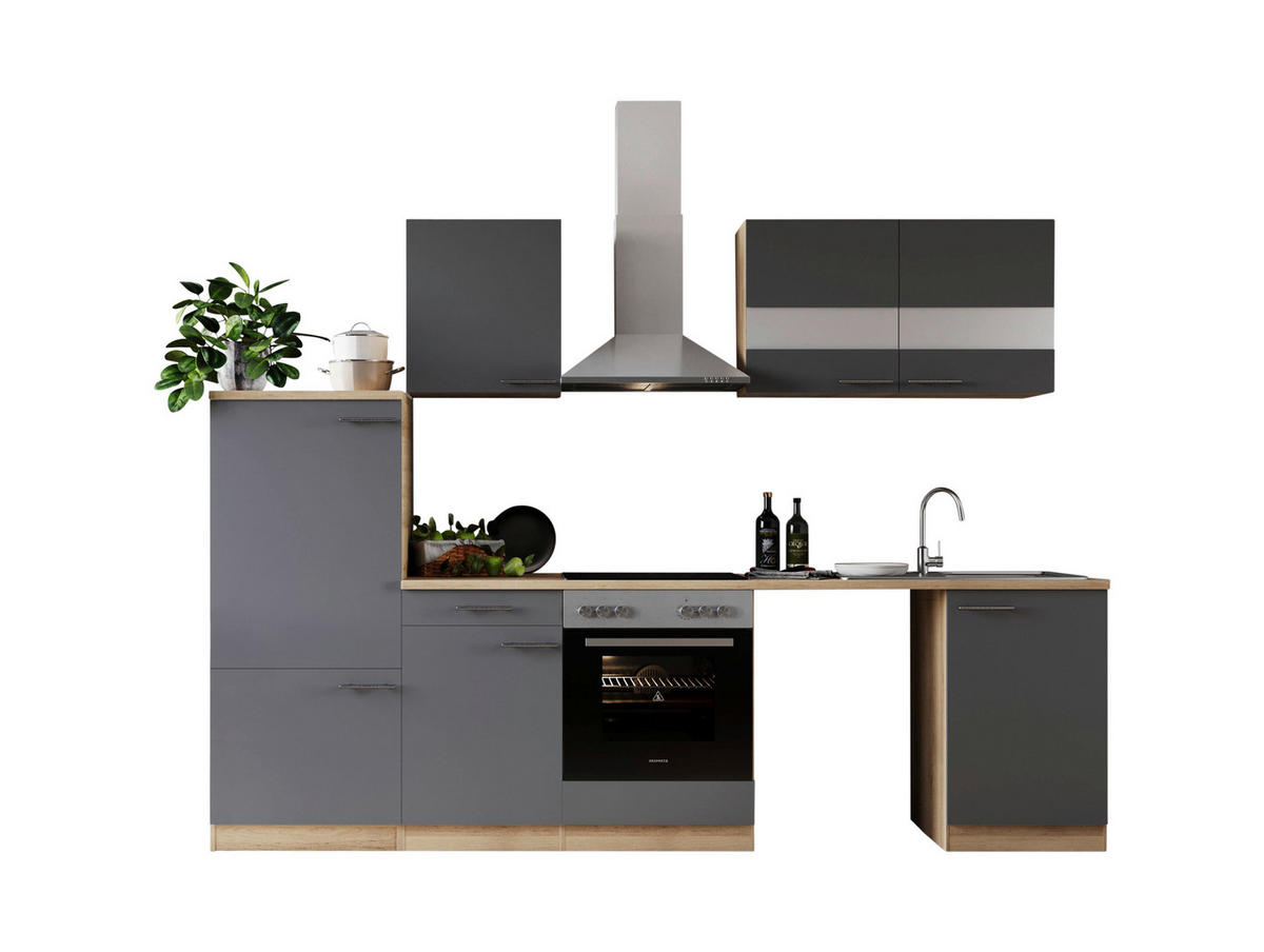 Respekta Küchenblock Merle grau B/H/T: ca. 280x200x60 cm Merle - Eiche/grau (280,00/200,00/60,00cm) - Respekta