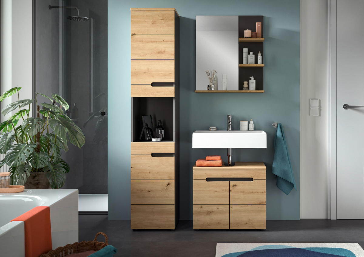 Badezimmer-Set Canu Basalt Eiche Artisan Nachbildung B/H/T: ca. 133x193x34 cm Canu - Eiche/Basalt (133,00/193,00/34,00cm) - xonox.home