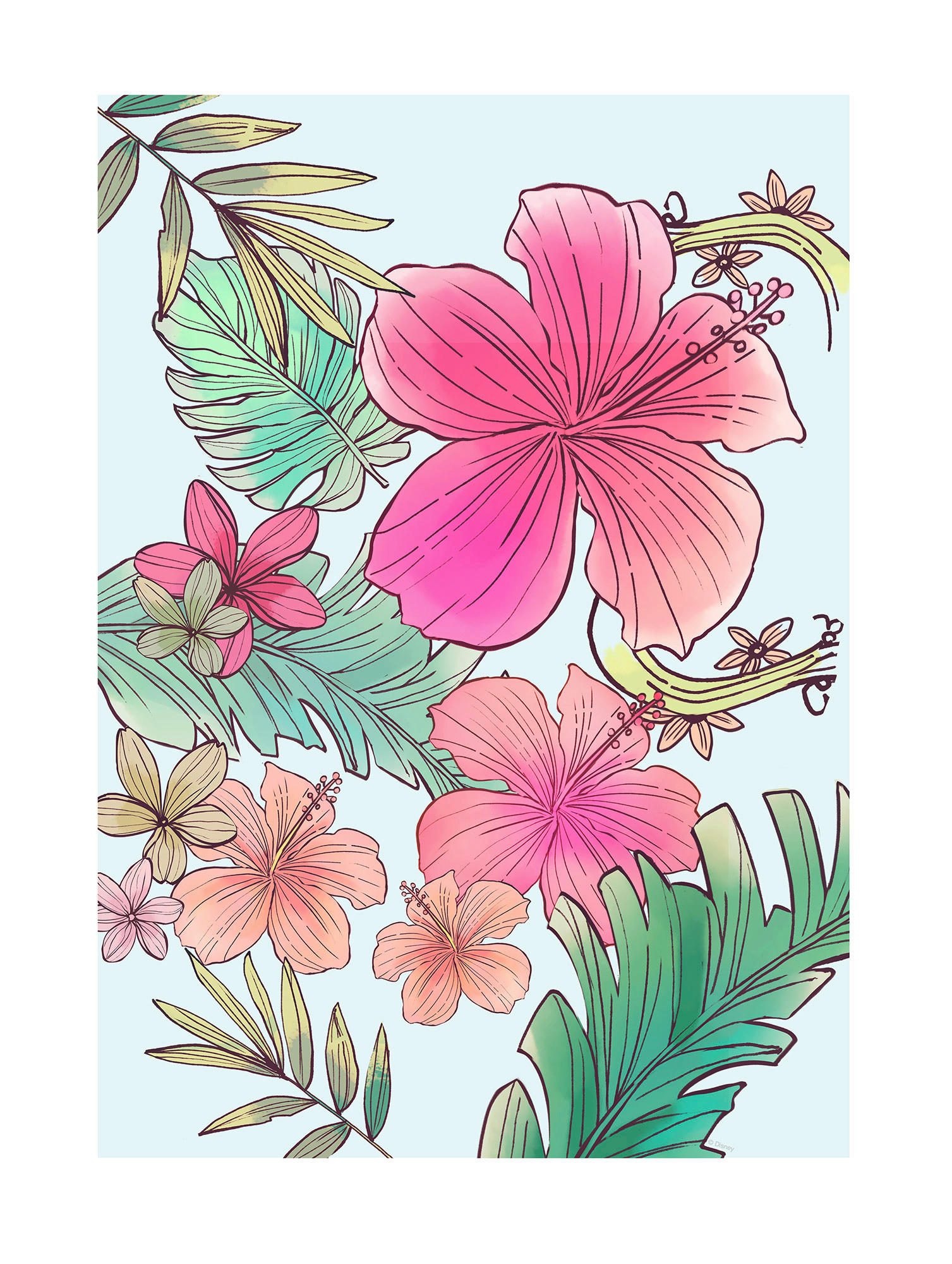 Komar Wandbild Ariel Flowers Disney B/L: ca. 30x40 cm günstig online kaufen