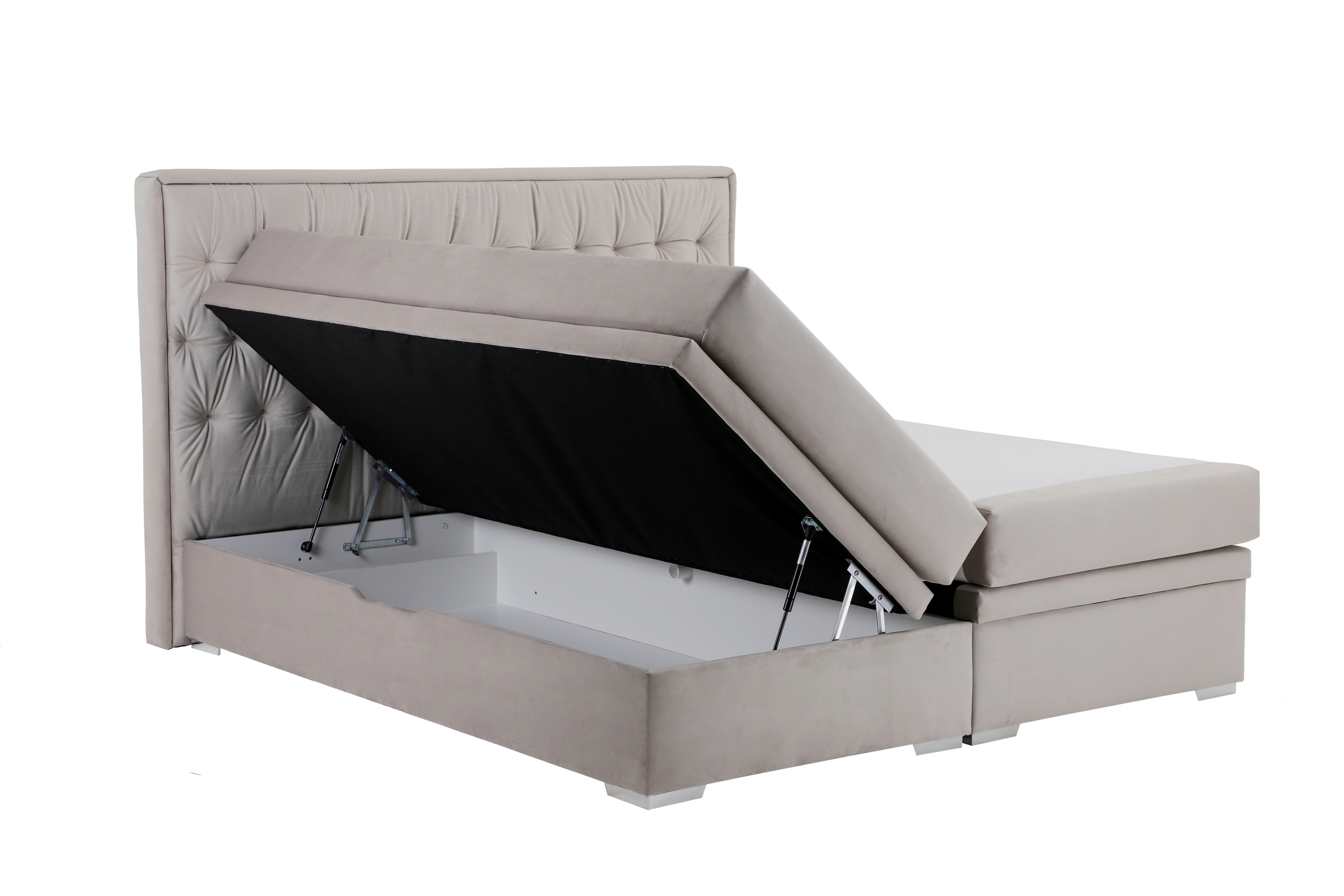 Boxspringbett Loren beige Liegefläche B/L: ca. 180x200 cm Loren - beige/Chrom (191,00/123,00/211,00cm)