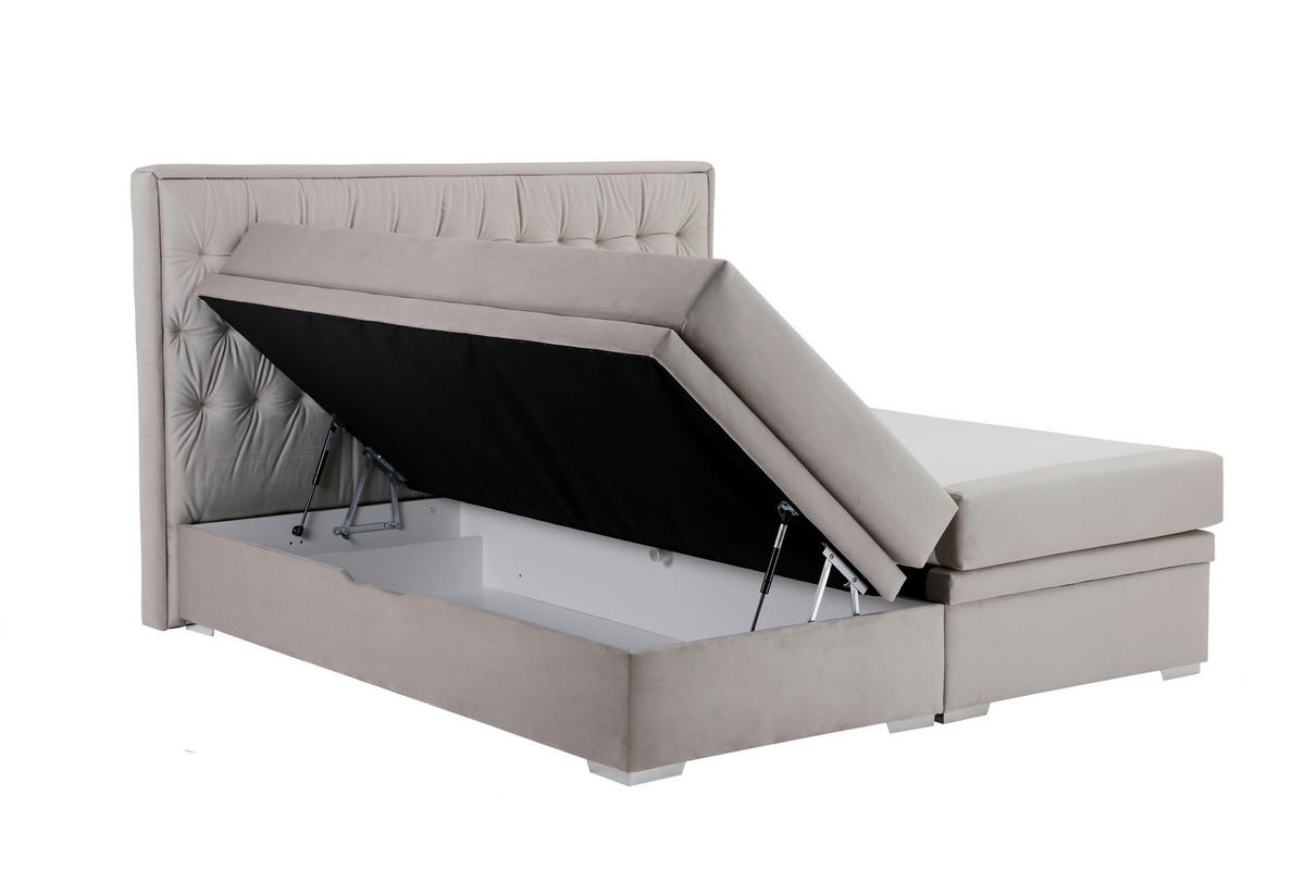 Boxspringbett Loren beige Liegefläche B/L: ca. 180x200 cm Loren - beige/Chrom (191,00/123,00/211,00cm)
