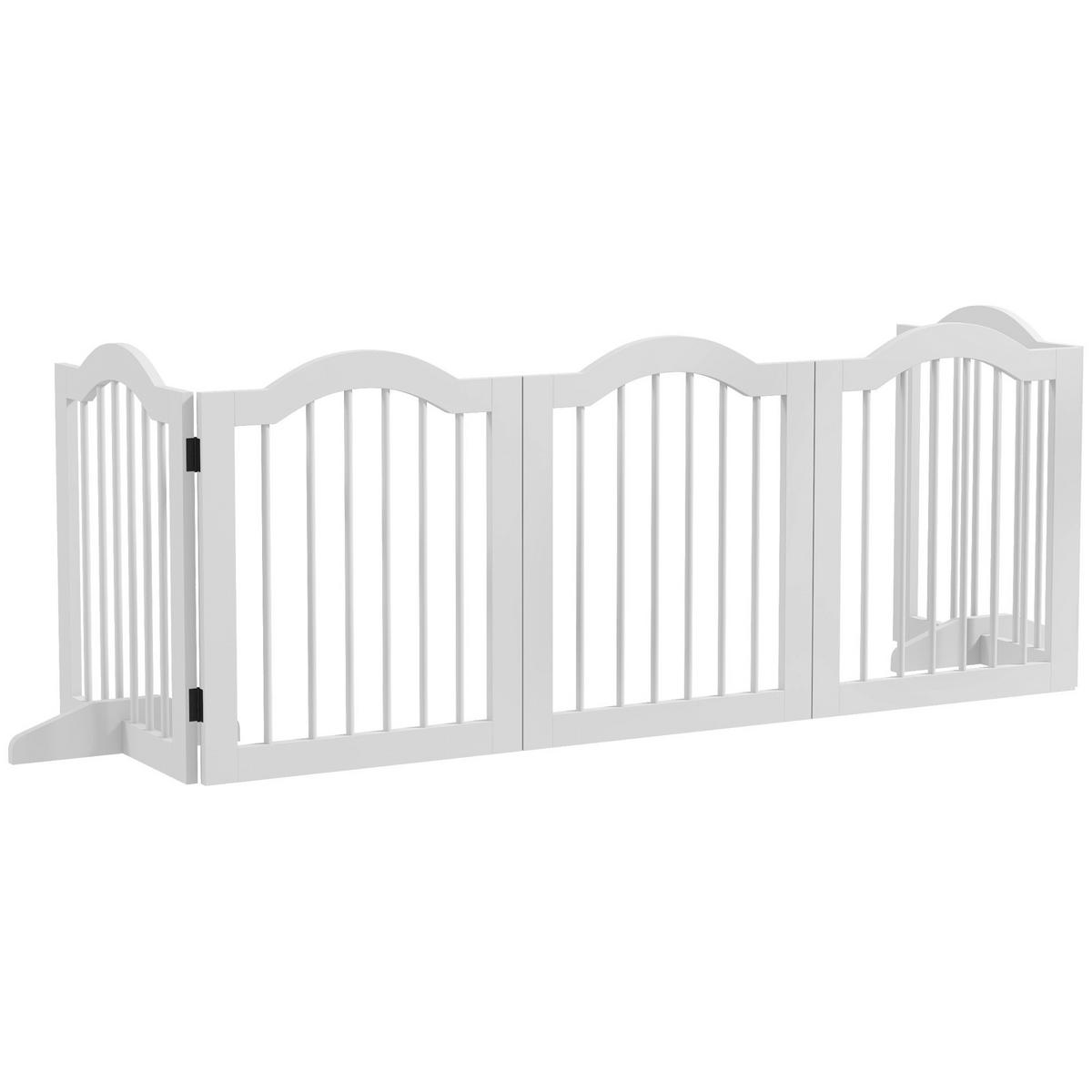 PawHut Hunde-Absperrgitter weiß MDF B/H/L: ca. 29,5x61x254,5 cm Hunde-Absperrgitter - weiß (254,50/29,50/61,00cm) - PawHut