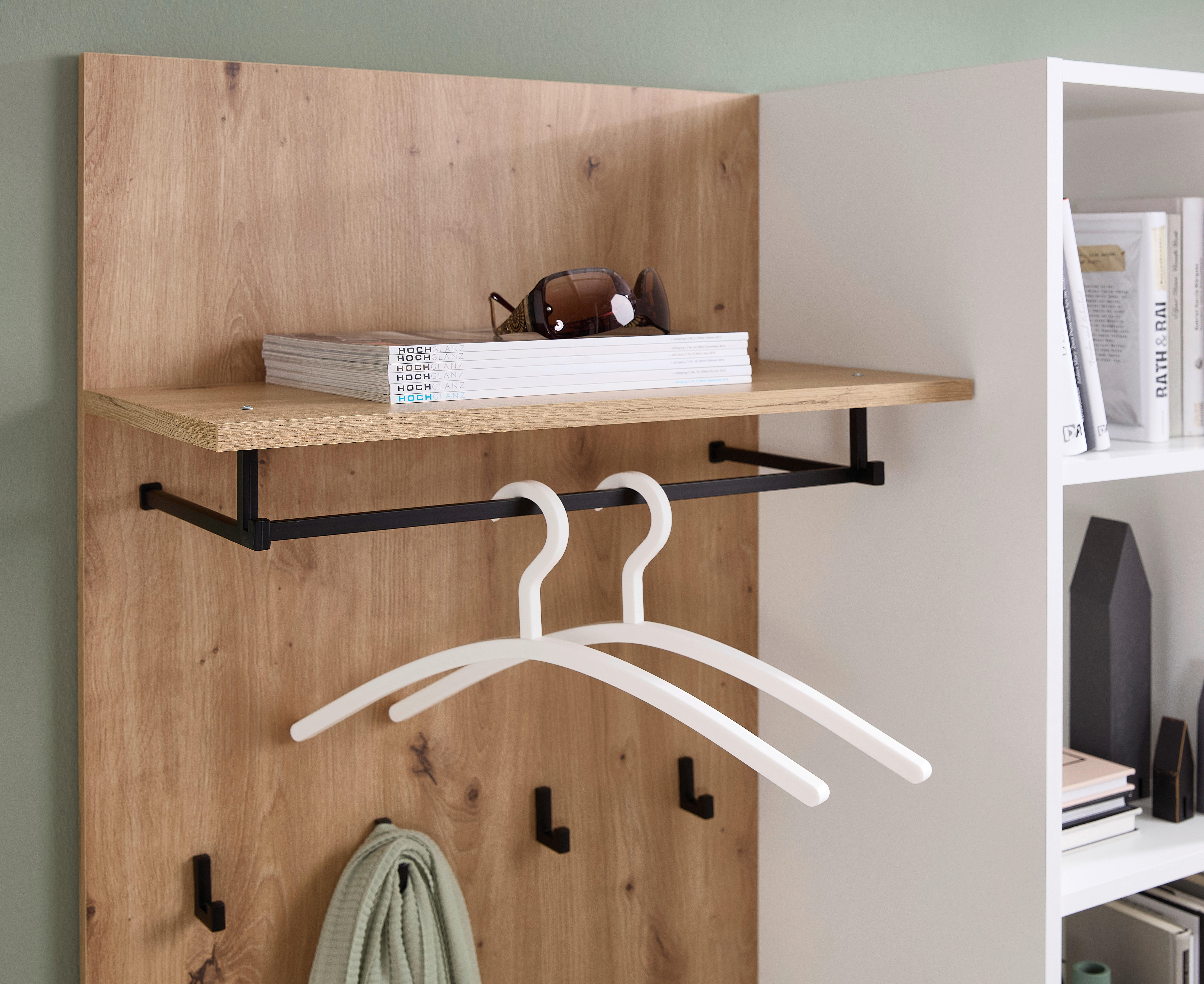 Garderobe Venlo weiß Eiche Artisan Nachbildung B/H/T: ca. 169x196x38 cm Venlo - Eiche/weiß (169,00/196,00/38,00cm)