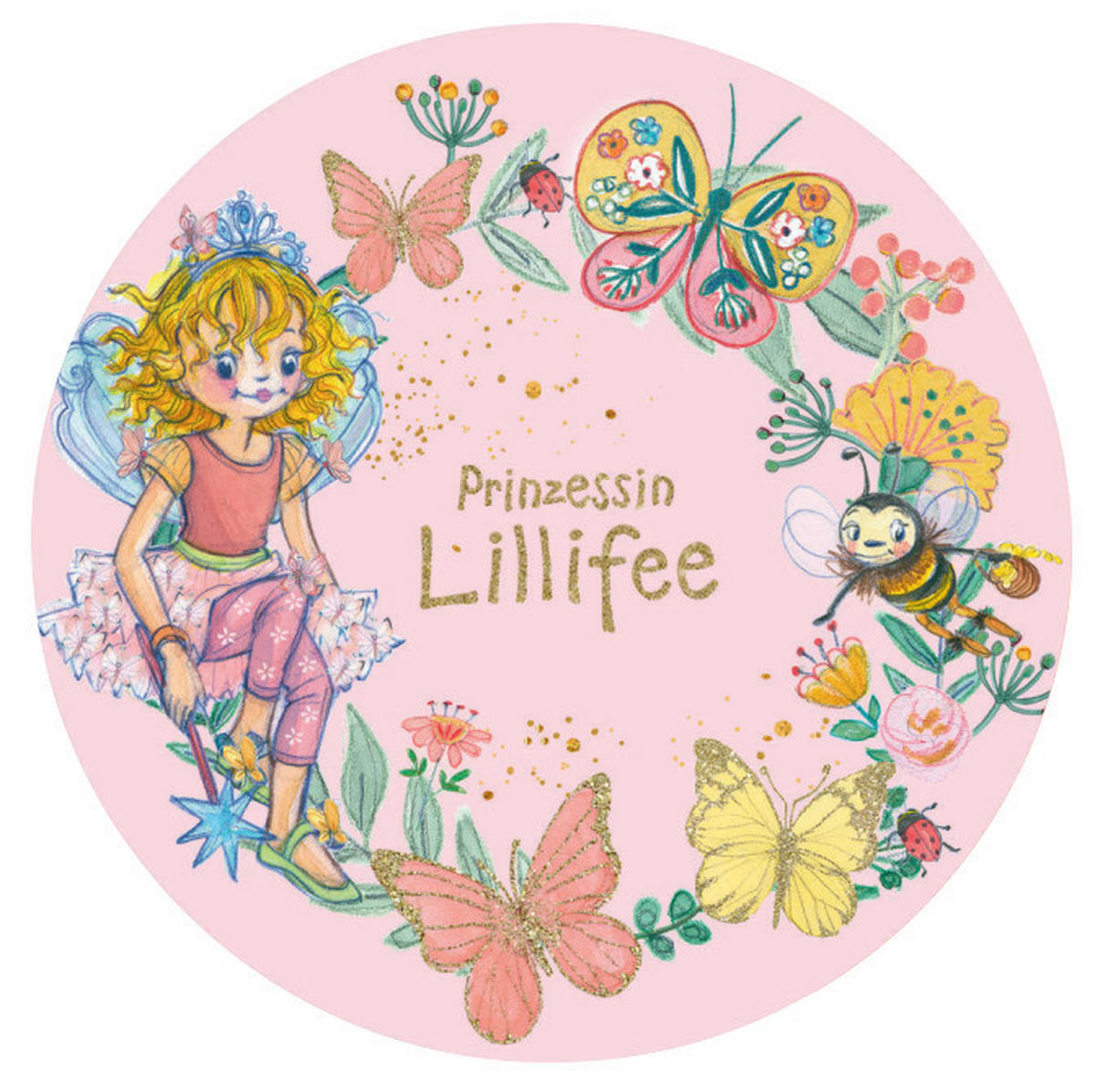 Prinzessin Lillifee Kinderteppich rosa D: ca. 100 cm Kinderteppich_Lillifee 100cm rund - rosa (100,00cm) - Prinzessin Lillifee