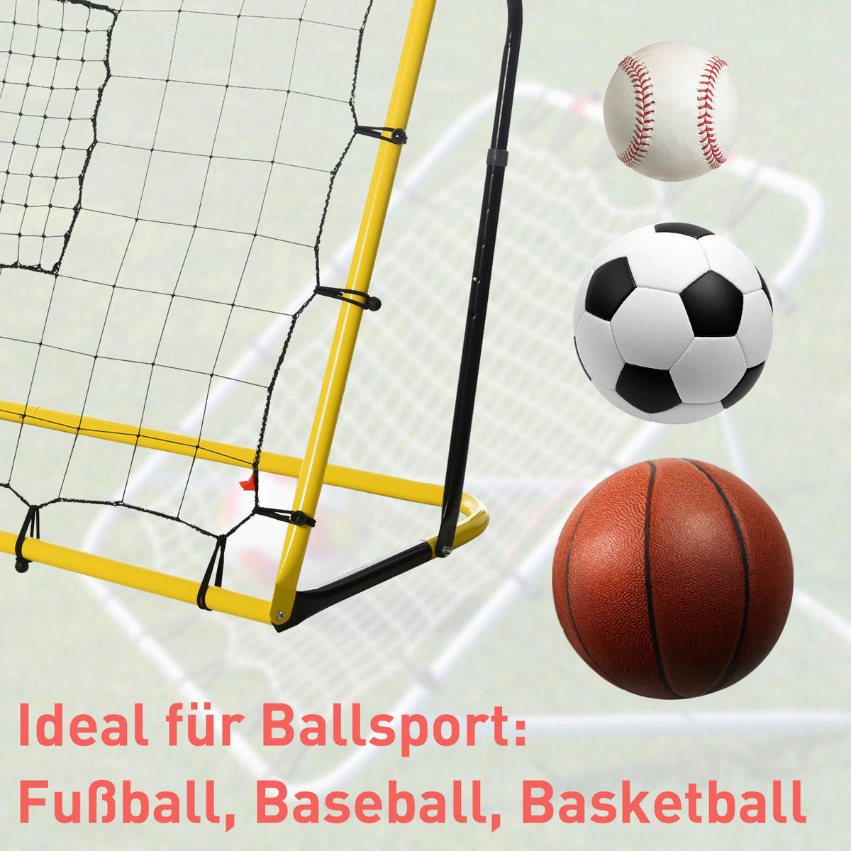 HOMCOM Fußballnetz gelb B/H/T: ca. 184x123x63 cm Fußballnetz_f.mehrere Ballsportart - gelb/schwarz (184,00/123,00/63,00cm) - HOMCOM