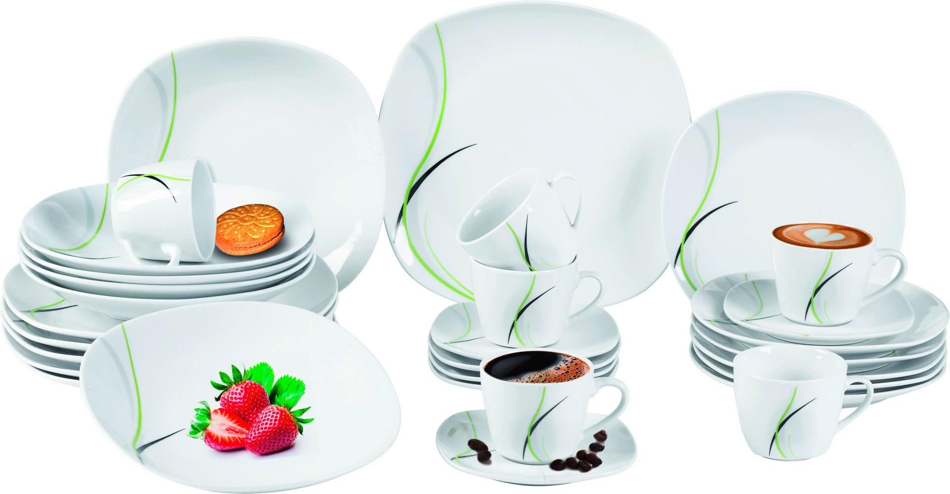 POCOline Kombiservice weiß Porzellan 30 tlg. Kombiservice_Elfi_30tlg. - weiß - POCOline