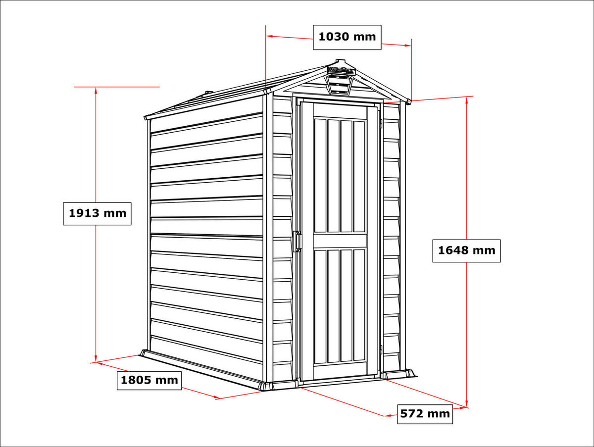 VCM Gerätehaus grau B/H/L: ca. 104x192x180 cm Gerätehaus mit Drehtür - grau (180,00/104,00/192,00cm) - VCM