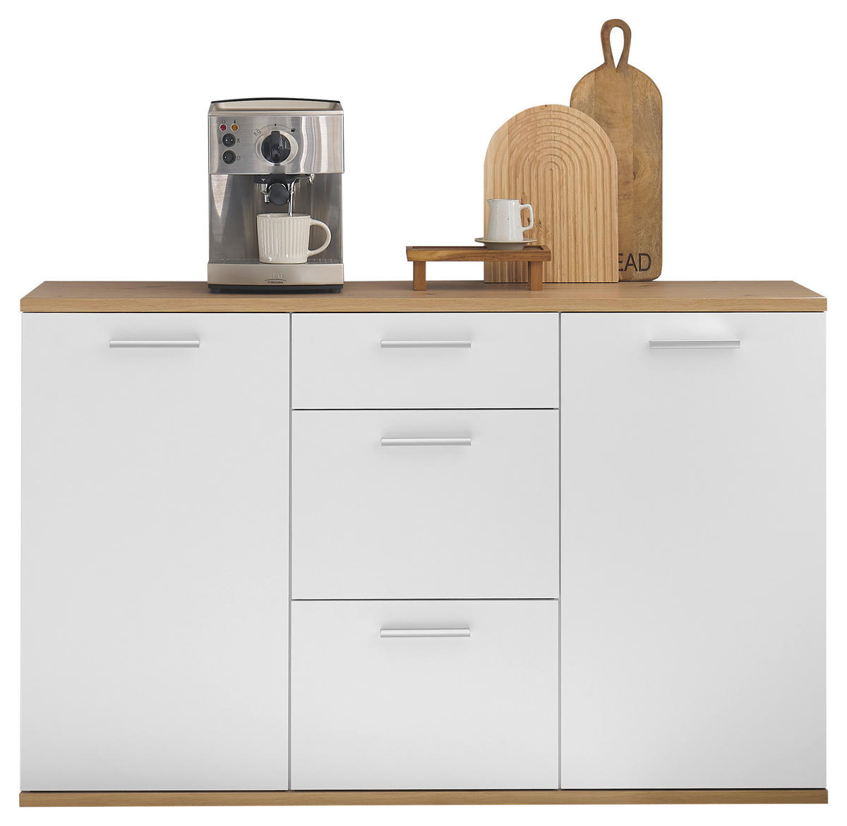 Kommode BC 1035 weiß Eiche Artisan Nachbildung B/H/T: ca. 135x86x38 cm BC 1035 - Eiche/weiß (135,00/86,00/38,00cm)