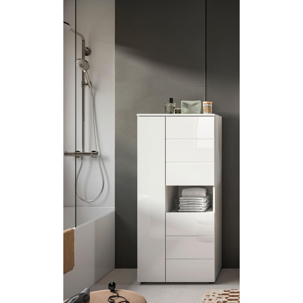 Thumbnail - Badhochschrank VIRA weiß weiß Hochglanz B/H/T: ca. 60x133x34 cm