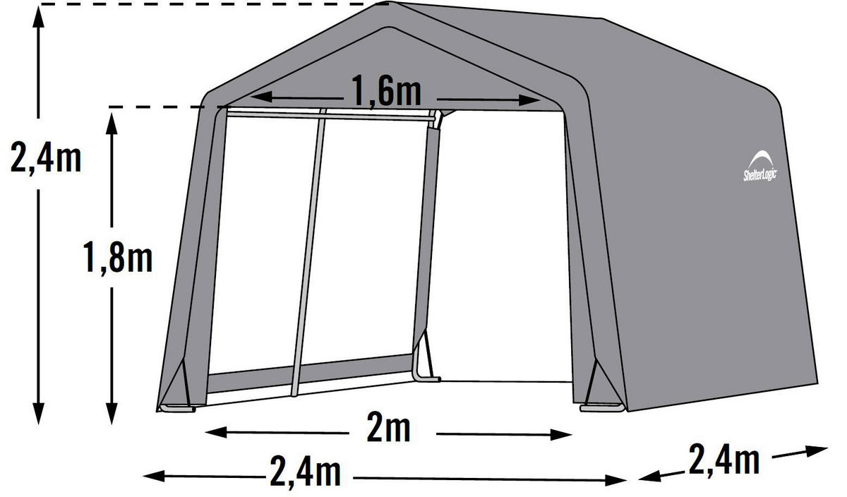 ShelterLogic Foliengerätehaus 5,76m² B/H/T: ca. 240x240x240 cm 5,76m² - grün (240,00/240,00/240,00cm) - ShelterLogic