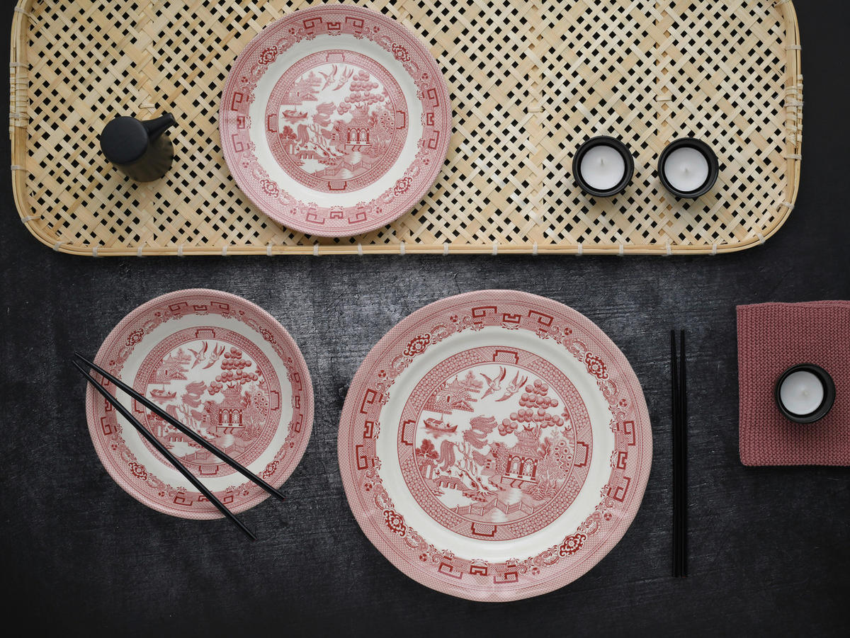CreaTable Tafelservice China Town rot Steingut 18 tlg. China Town - rot (31,00/30,00/32,00cm) - CreaTable