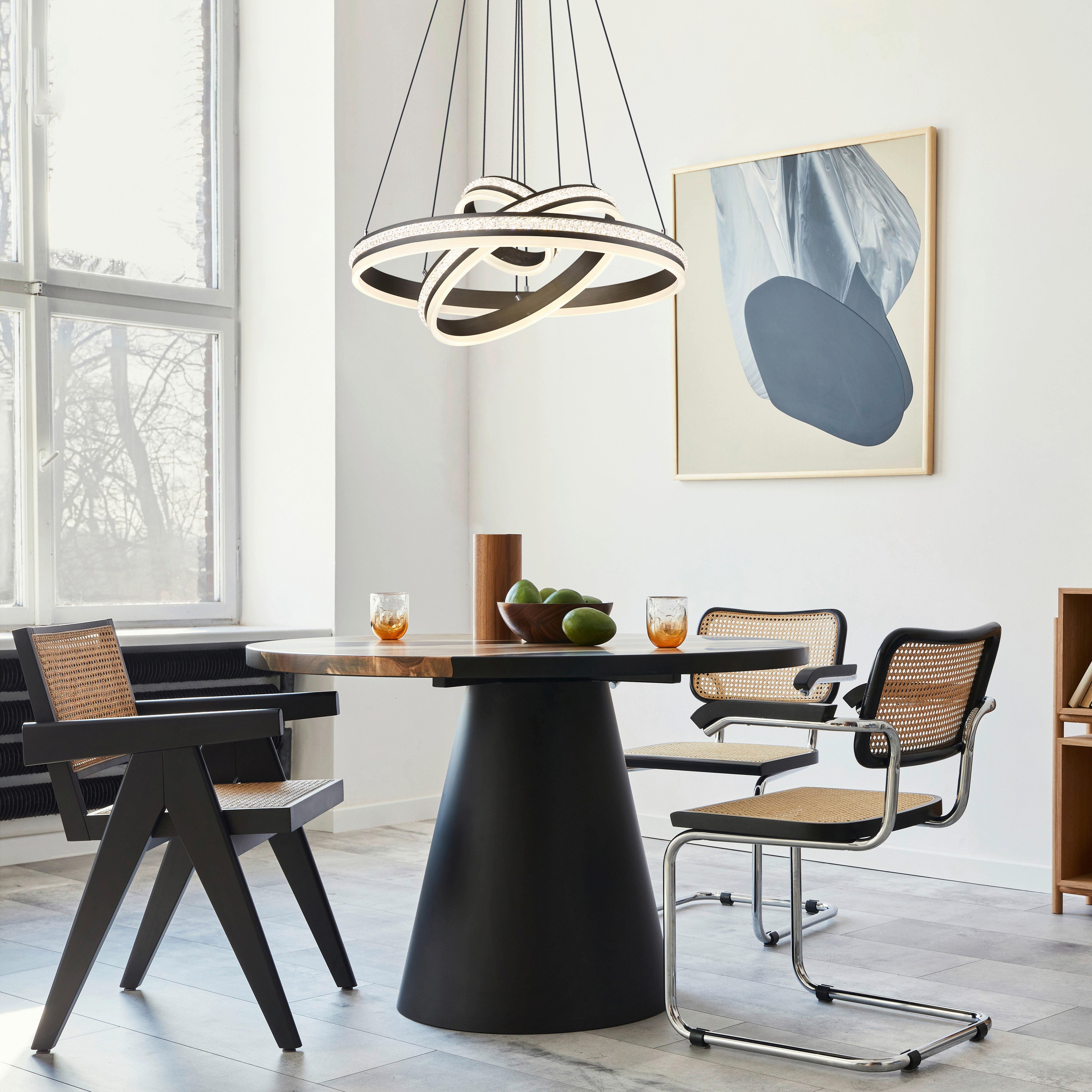 GLOBO LED-Pendelleuchte titanfarbig klar Kunststoff Metall H/D: ca. 120x60 cm GROUNI - klar/titanfarbig (60,00/120,00cm) - GLOBO