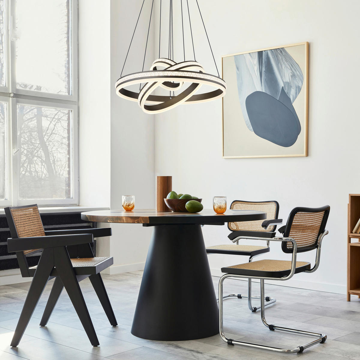 GLOBO LED-Pendelleuchte titanfarbig klar Kunststoff Metall H/D: ca. 120x60 cm GROUNI - klar/titanfarbig (60,00/120,00cm) - GLOBO