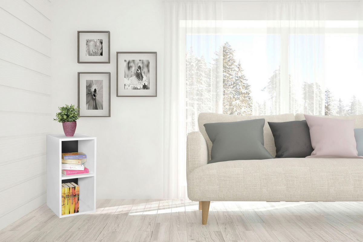 Standregal weiß B/H/T: ca. 30x60x30 cm Standregal - weiß (30,00/60,00/30,00cm) - Wohnling