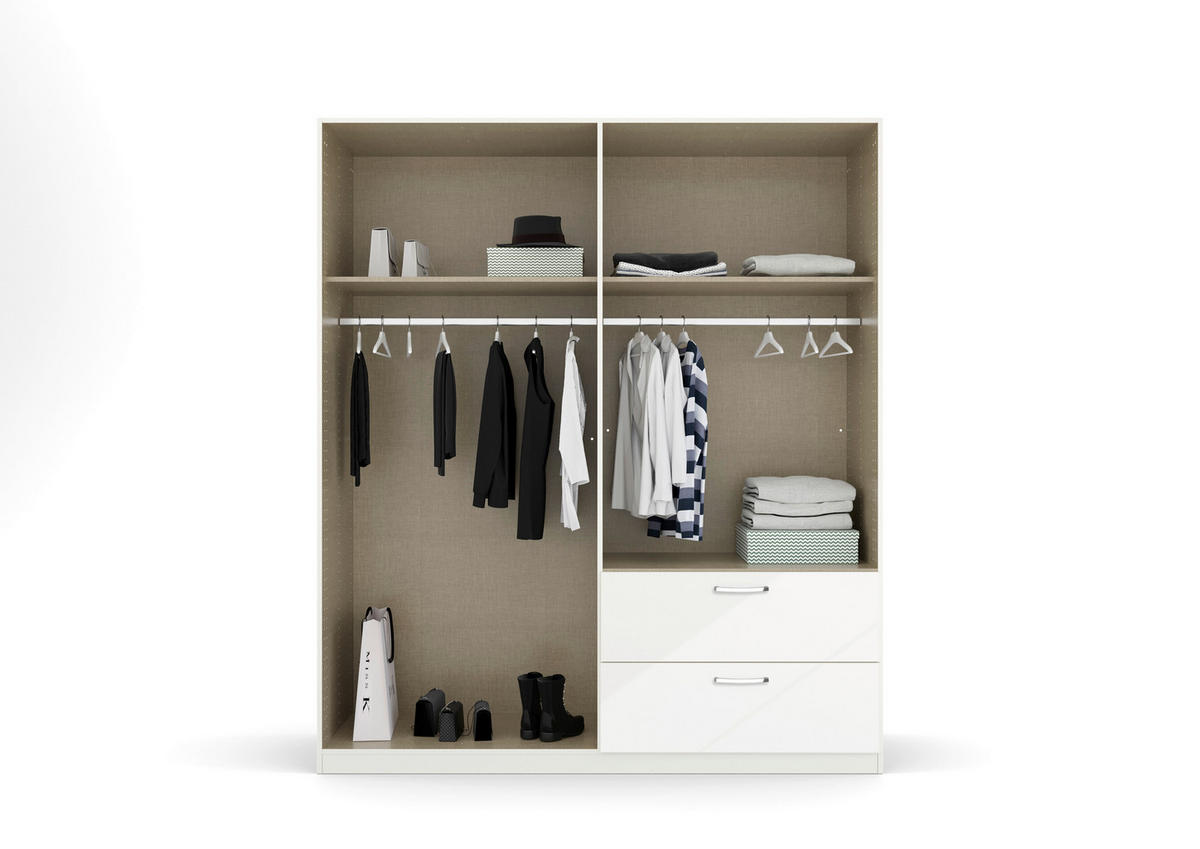 Kleiderschrank Quadra weiß B/H/T: ca. 180x210x54 cm Quadra - weiß (180,00/210,00/54,00cm)
