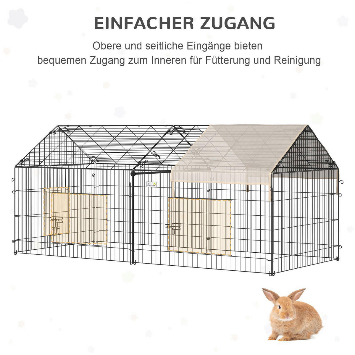 PawHut Gehege schwarz Edelstahl B/H/L: ca. 103x220x103 cm Kleintiergehege - beige/schwarz (103,00/103,00/220,00cm) - PawHut