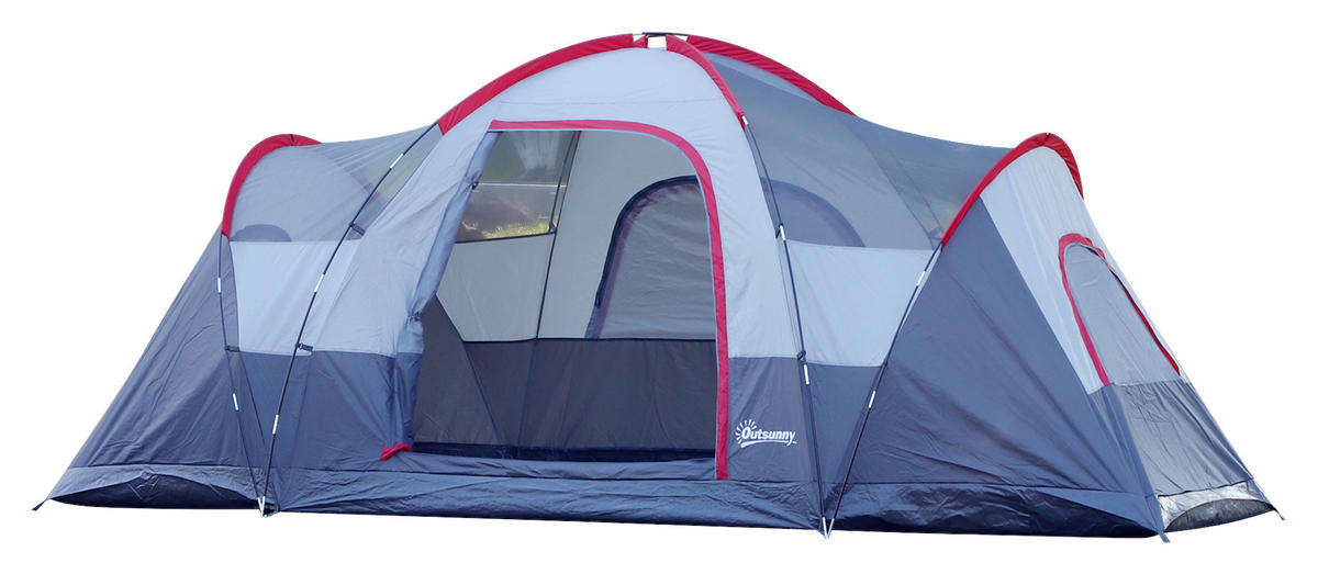 Outsunny Tunnelzelt hellblau Stahl B/H/L: ca. 230x180x455 cm Tunnelzelt_für_5-6_Personen - hellblau/dunkelblau (455,00/230,00/180,00cm) - Outsunny