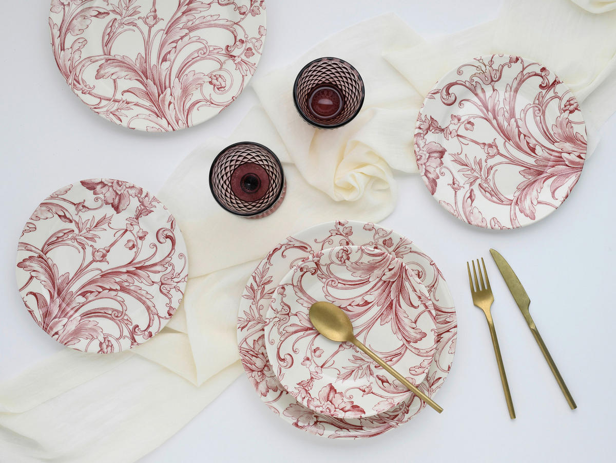 CreaTable Tafelservice Venecia rot Steingut 18 tlg. Venecia - rot (31,50/30,50/33,00cm) - CreaTable