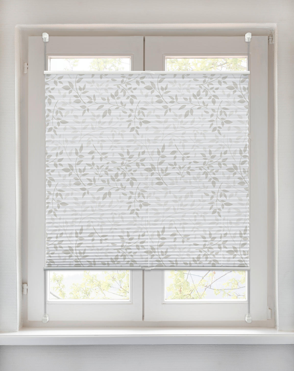 Spannplissee Blätter taupe B/L: ca. 80x130 cm Blätter - taupe (80,00/130,00cm)