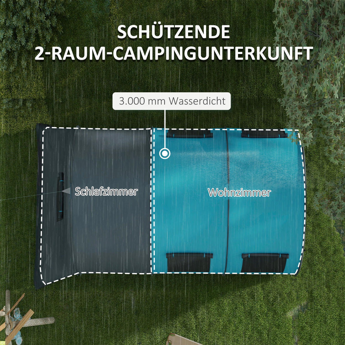 Outsunny Campingzelt B/H/L: ca. 260x200x480 cm Campingzelt - grau (480,00/260,00/200,00cm) - Outsunny