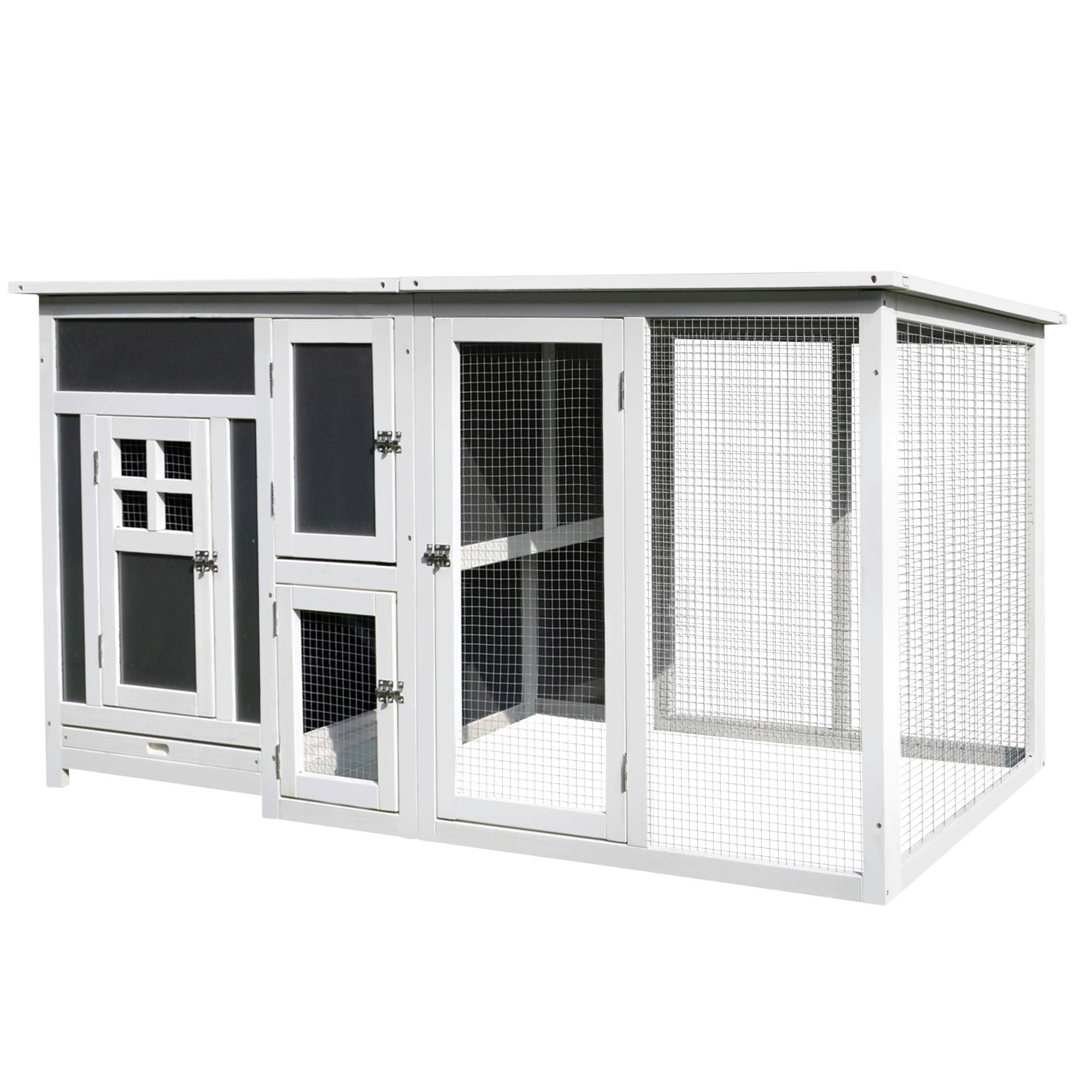 PawHut Stall weiß Polypropylen B/H/L: ca. 75x160x80 cm Hühnerstall - weiß/grau (80,00/75,00/160,00cm) - PawHut