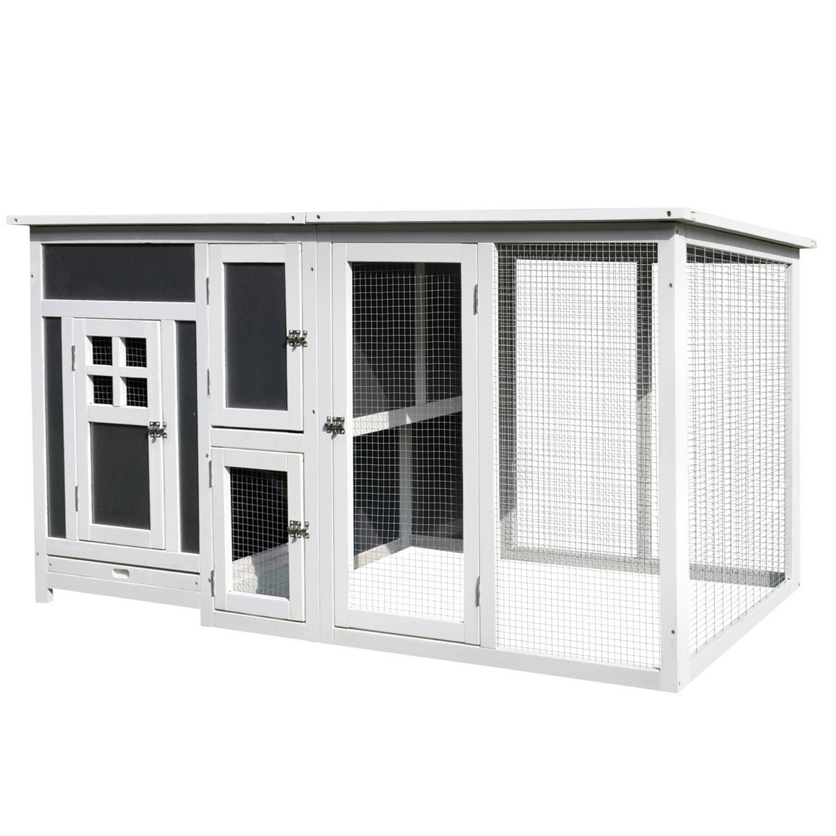 PawHut Stall weiß Polypropylen B/H/L: ca. 75x160x80 cm Hühnerstall - weiß/grau (80,00/75,00/160,00cm) - PawHut