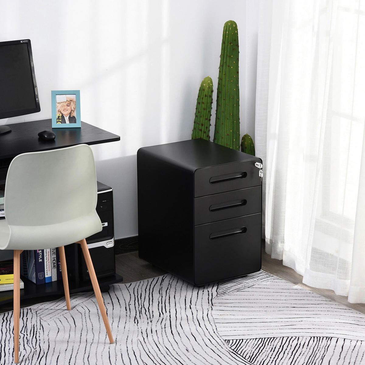 Aktenschrank 924-007BK schwarz B/H/T: ca. 39x59x48 cm 924-007BK - schwarz (39,00/59,00/48,00cm) - Vinsetto