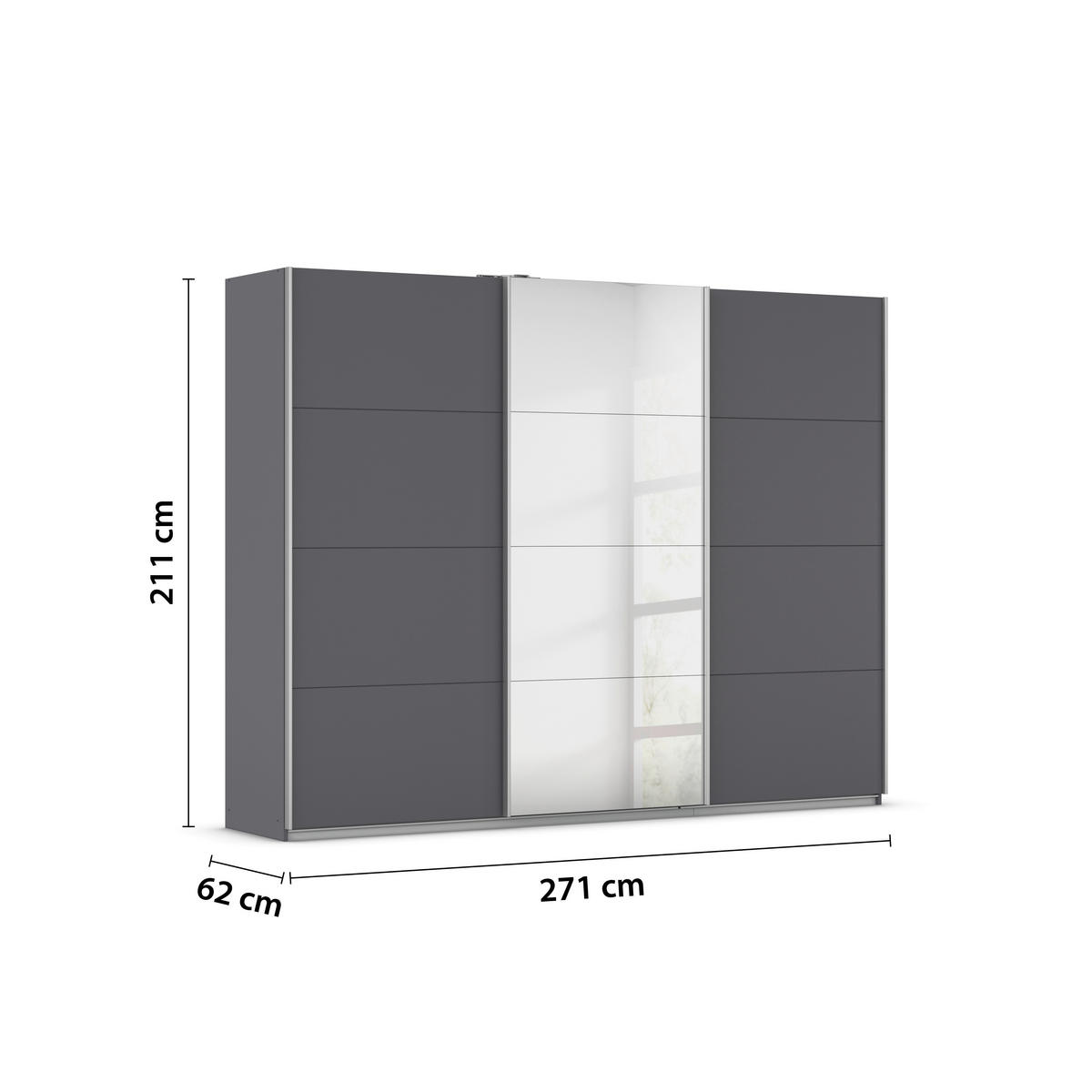 Kleiderschrank Kulmbach grau B/H/T: ca. 271x210x62 cm Kulmbach - Alu/grau (271,00/210,00/62,00cm)