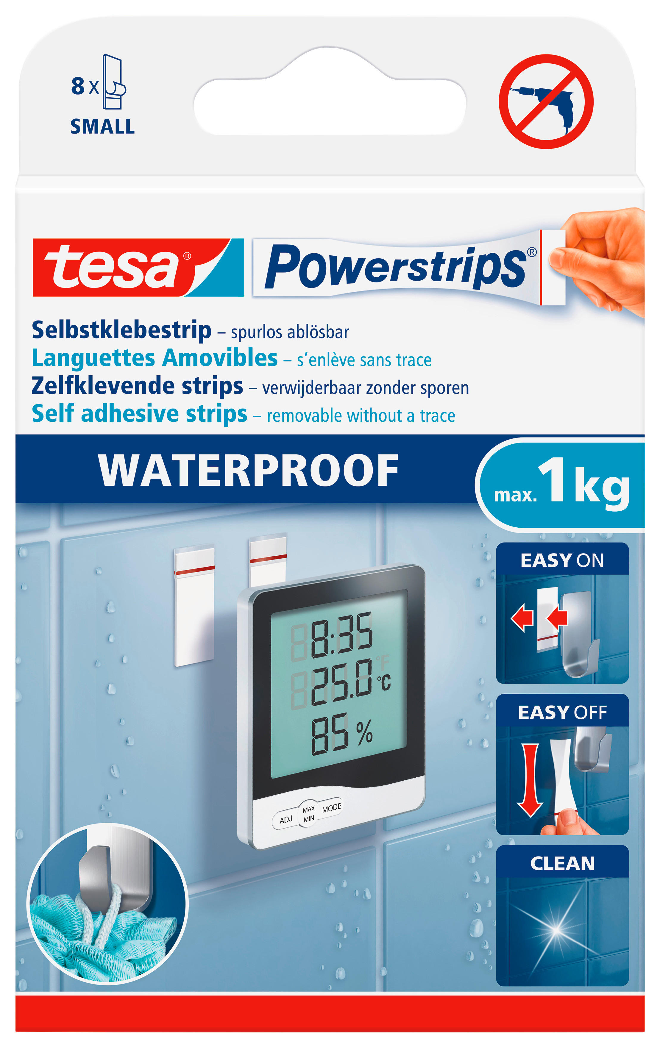 Powerstrips weiß Kunststoff B/H/L: ca. 1,4x3,4x3,4 cm Powerstrip_Waterproof_S_tesa - weiß (3,40/1,40/3,40cm) - tesa