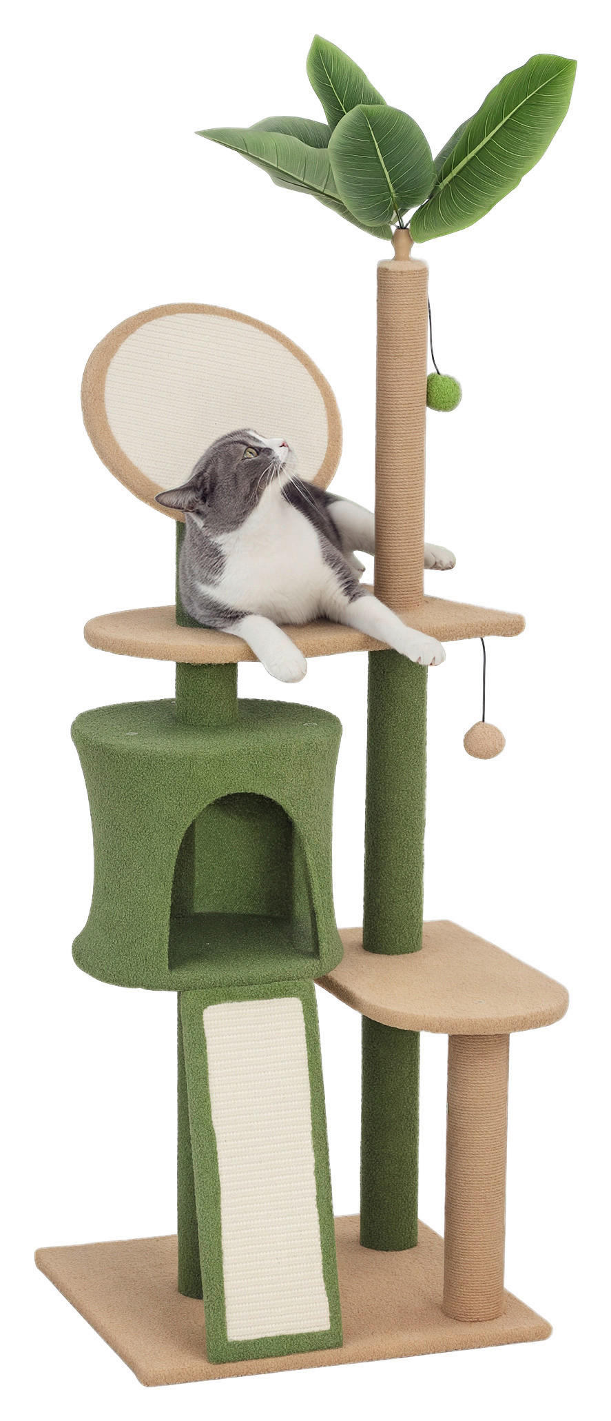 PawHut Kratzbaum grün Polyester B/H/L: ca. 44x139x48 cm Kratzbaum - grün (48,00/44,00/139,00cm) - PawHut