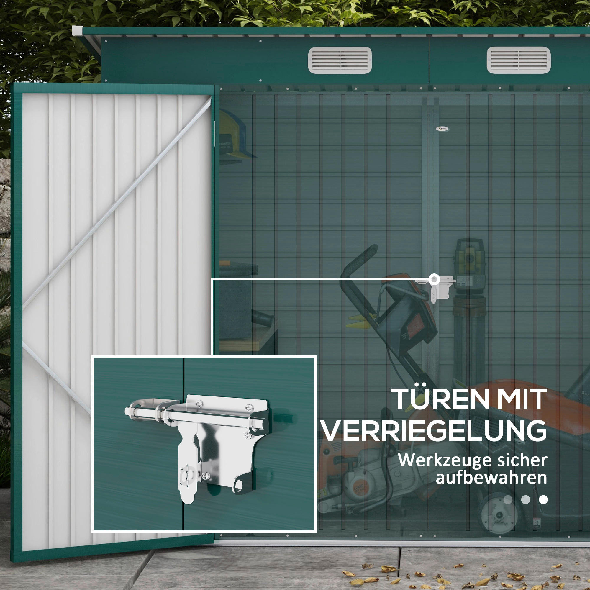 Thumbnail - Outsunny Gerätehaus grün B/H/L: ca. 121x183x249 cm