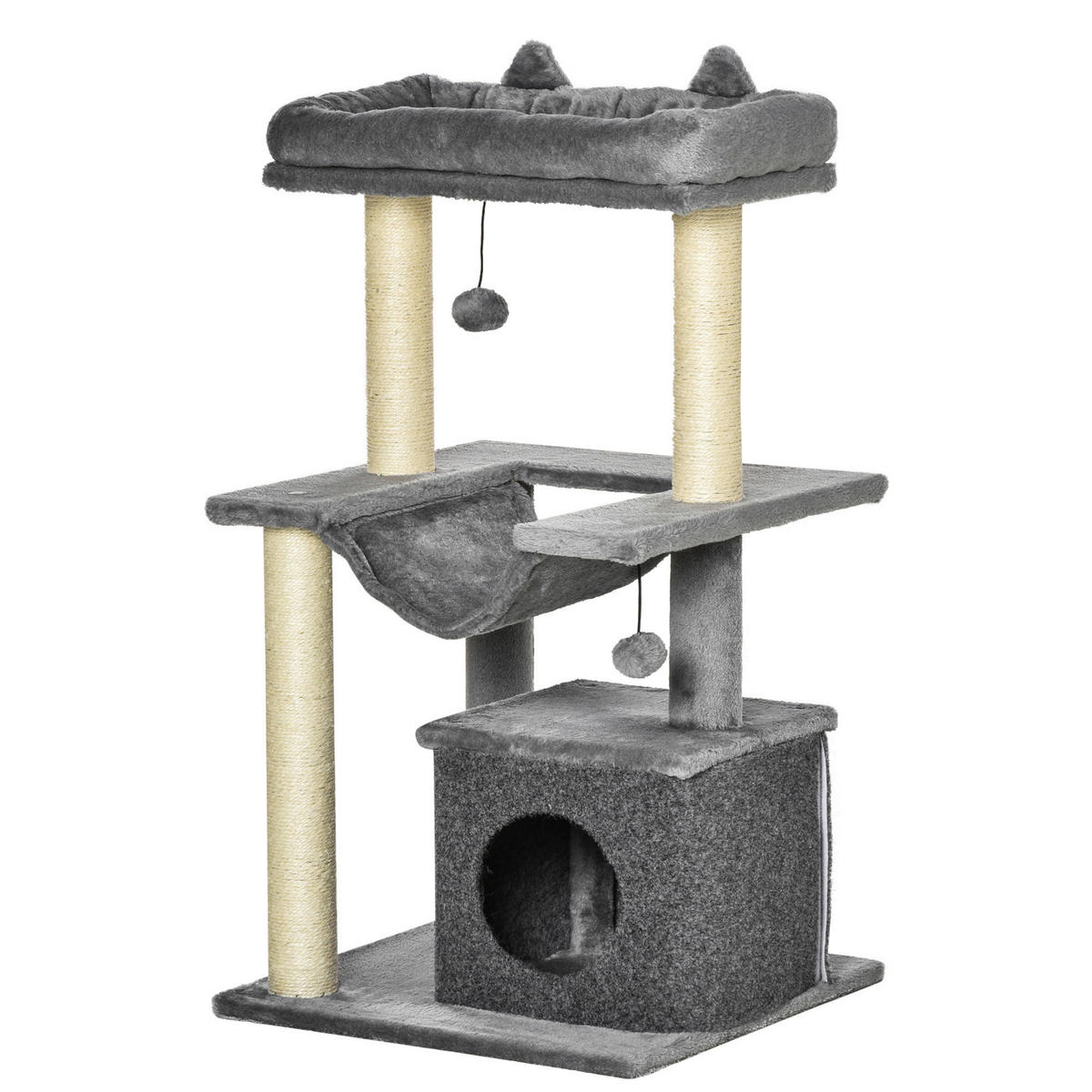 PawHut Kratzbaum grau Spanplatte B/H/L: ca. 48x48x90 cm Kratzbaum - grau (90,00/48,00/48,00cm) - PawHut
