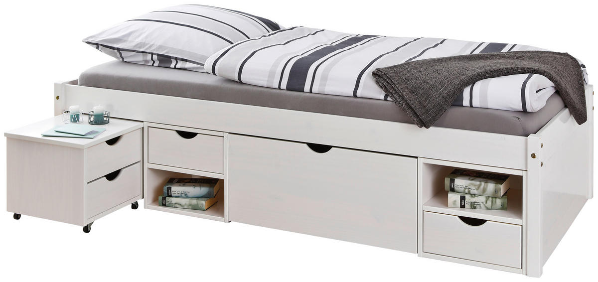 Funktionsbett Till weiß Liegefläche B/L: ca. 90x200 cm Till - weiß (96,00/48,00/209,00cm) - Inter Link